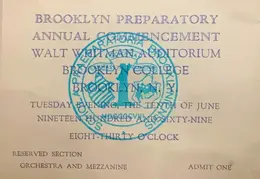 BP Commencement Ticket 1969