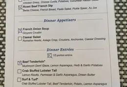 American Cruises Meals Menu 1
