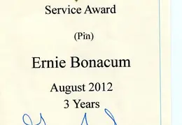 CPD Service Award August 2012